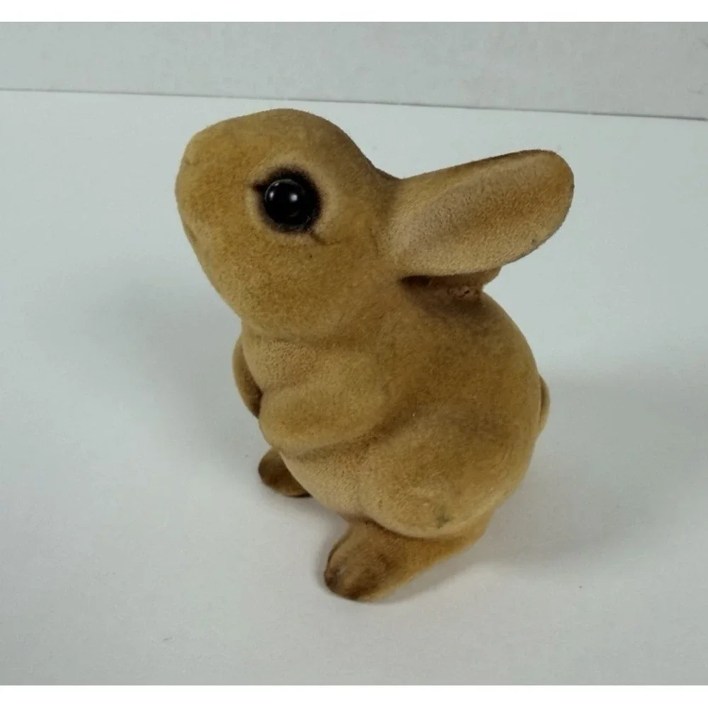 Josef Originals Felt Bunny Rabbit Flocked Figurine Vintage Easter